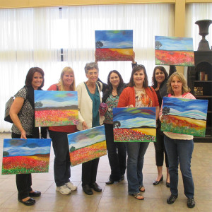group painted a landscape of poppy fields