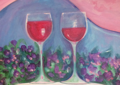 Wine glasses, (acrylics)