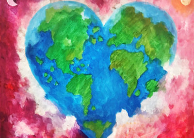 heart world painting acrylic