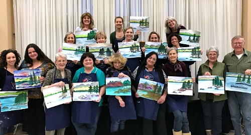 Happy painters after the Tahoe Shore watercolor class