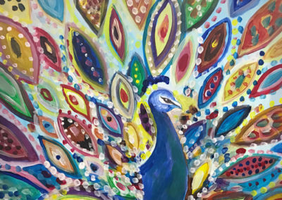 Peacock acrylic paint and sip class