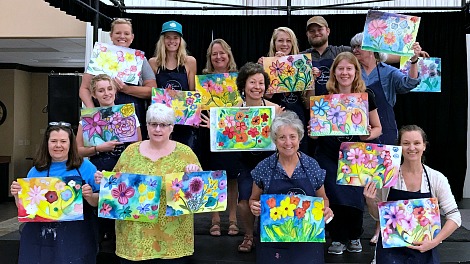 Read paint and sip class reviews on our Full Bloom class!