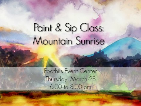 Mountain Sunrise watercolor paint and sip class
