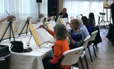 Students begin their paintings